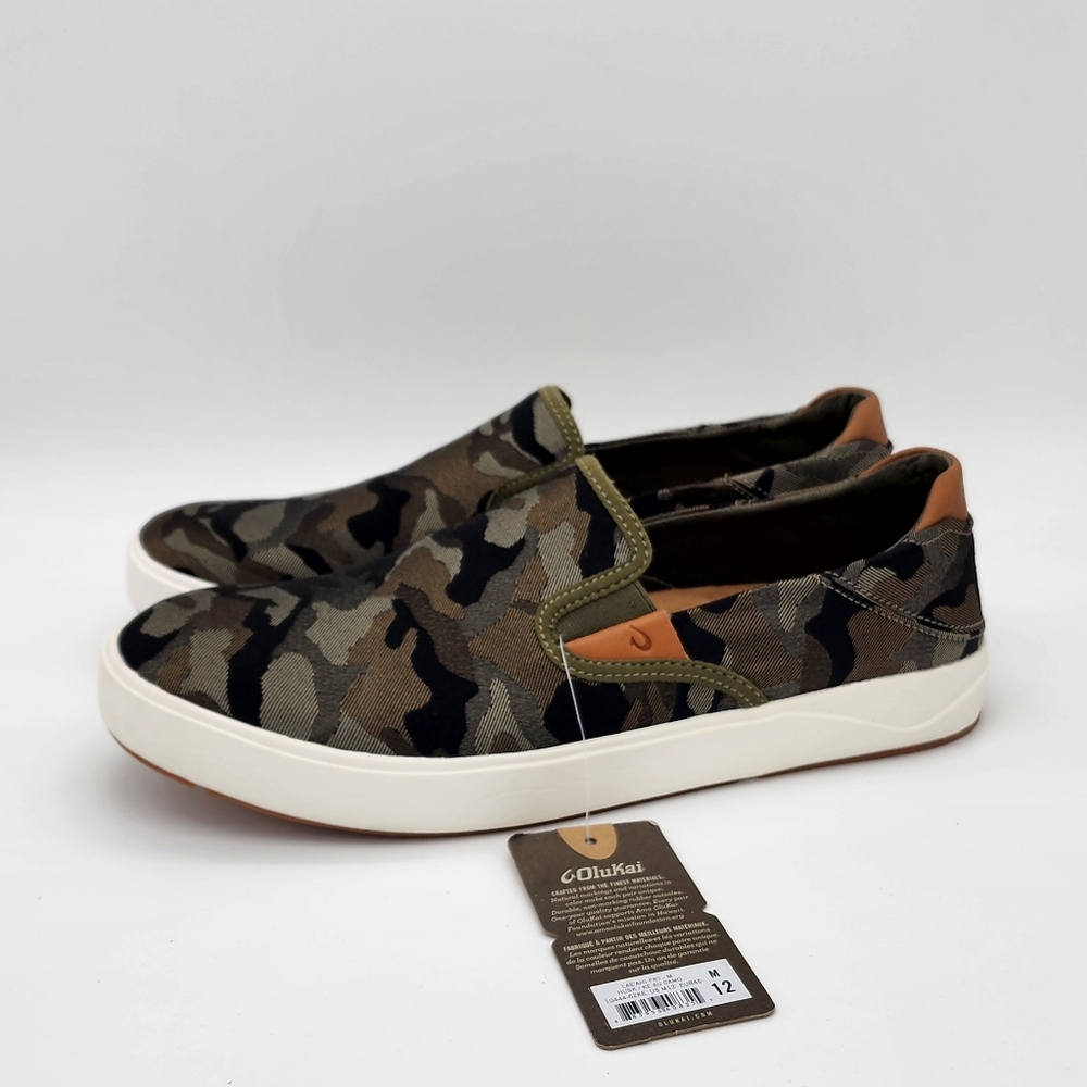 OluKai Men's Gray Camo Slip-On Loafers - Picture 6 of 14